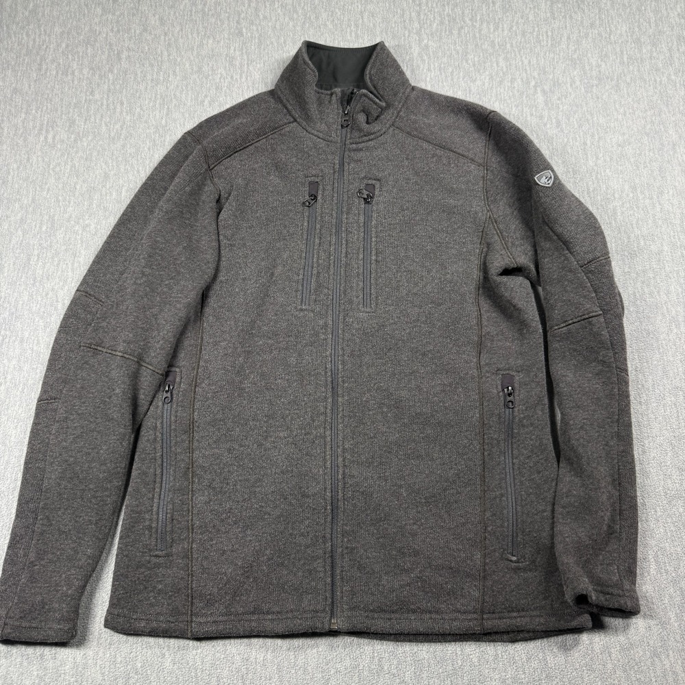 KUHL Fleece Jacket Mens Medium Gray Full Zip High Neck Outdoor Heavyweight